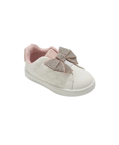 Bebe Little Girls Sneakers – Cute Casual Slip On Shoes Fashion with Rhinestone Bow