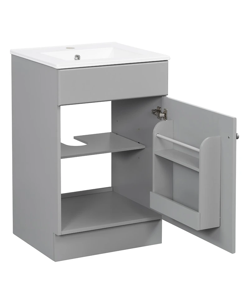 Sillysis 20'' Bathroom Vanity with Sink, Painted Mdf Cabinet, Soft Close Door, Adjustable Shelf & Organizer for Small Spaces