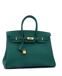 Pre-Owned HERMES Birkin 35 Handbag Green Epsom with Gold Hardware