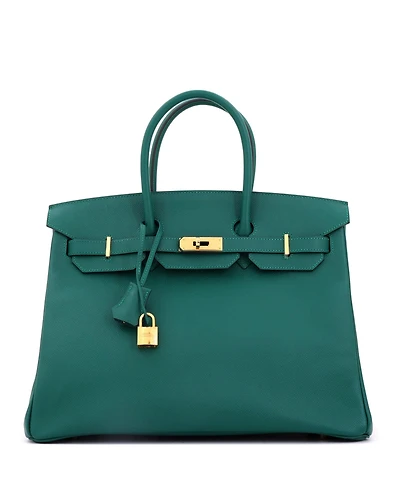 Pre-Owned HERMES Birkin 35 Handbag Green Epsom with Gold Hardware
