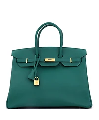 Pre-Owned HERMES Birkin 35 Handbag Green Epsom with Gold Hardware