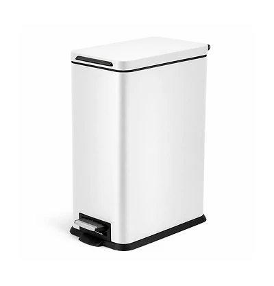 Home Zone Living 4 Gallon Slim Stainless Steel Kitchen Trash Can with Step Pedal and Soft Close Lid.