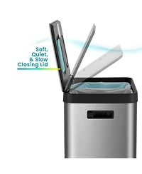 Home Zone Living 19 Gallon Stainless Steel Dual Trash and Recycling Can with CleanAura Odor Control and Soft Close Lid