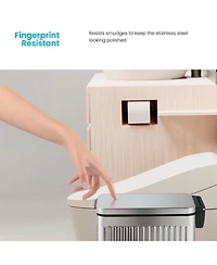 Home Zone Living 3 Gallon Slim Stainless Steel Trash Can with Reeded Pattern, Step Pedal and Soft Close Lid