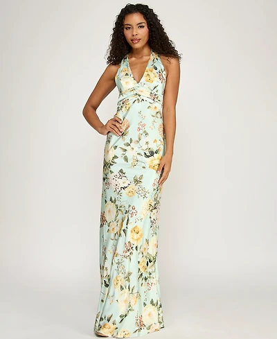 Seni & Cade Women's Floral Halter-Neck Maxi Dress