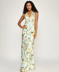 Seni & Cade Women's Floral Halter-Neck Maxi Dress