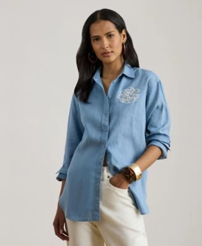Lauren Ralph Lauren Womens Long Sleeve Oversized Shirt