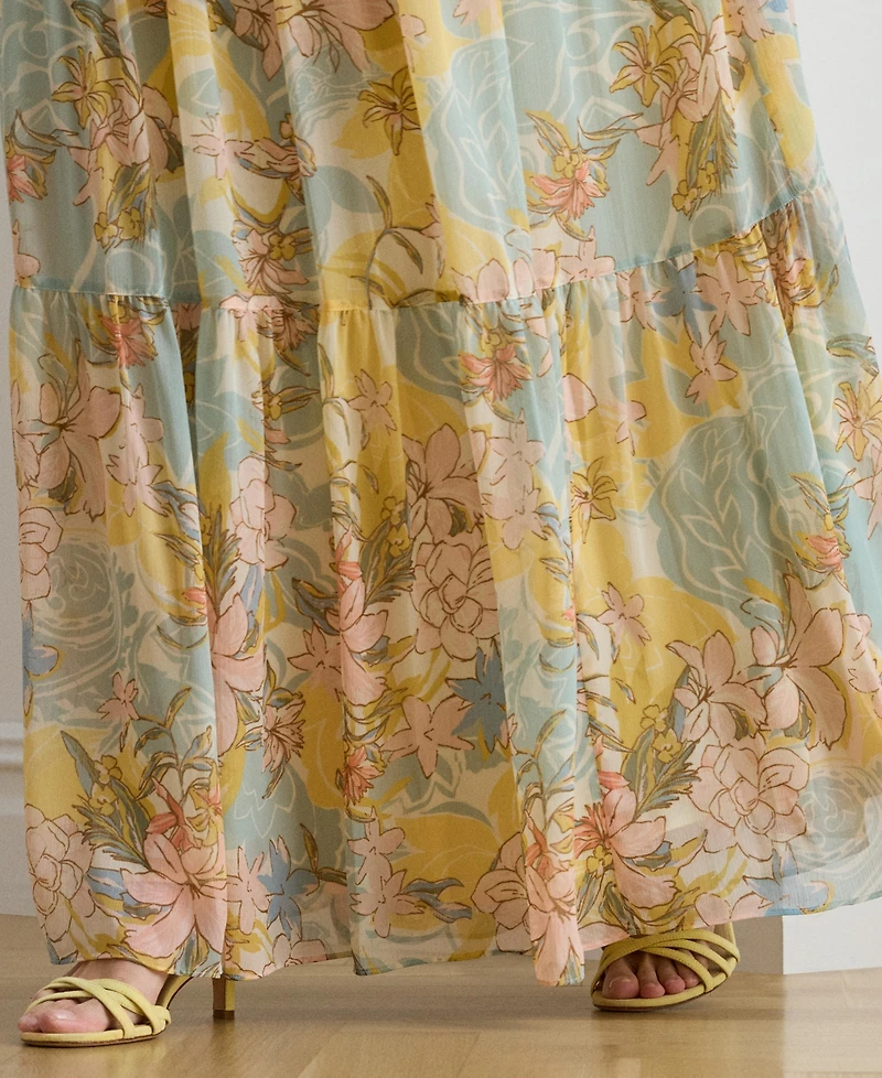 Lauren Ralph Women's Floral Tiered Maxi Skirt