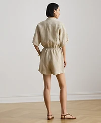 Lauren Ralph Women's Striped Spread Collar Romper