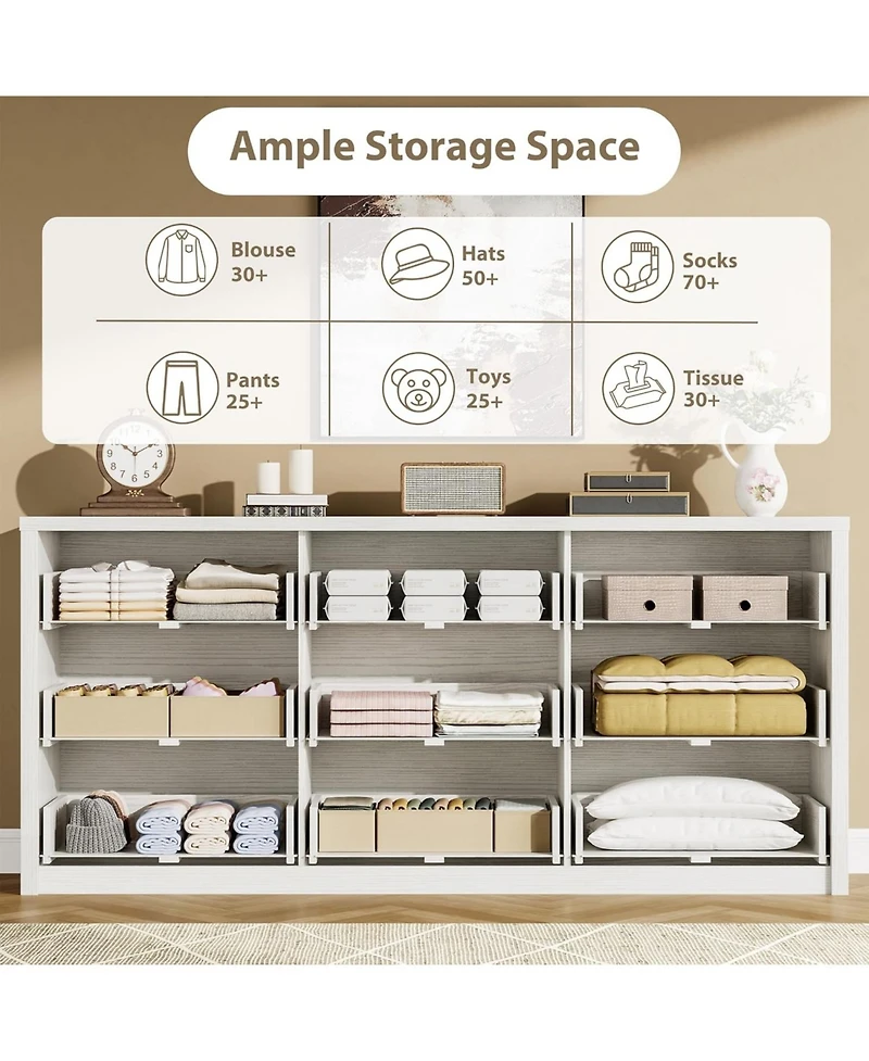 gaomon 9 Drawer Dresser for Bedroom, Wide Modern Chest of Drawers, Large Wood Dresser Wooden Storage Organizer for Living Room