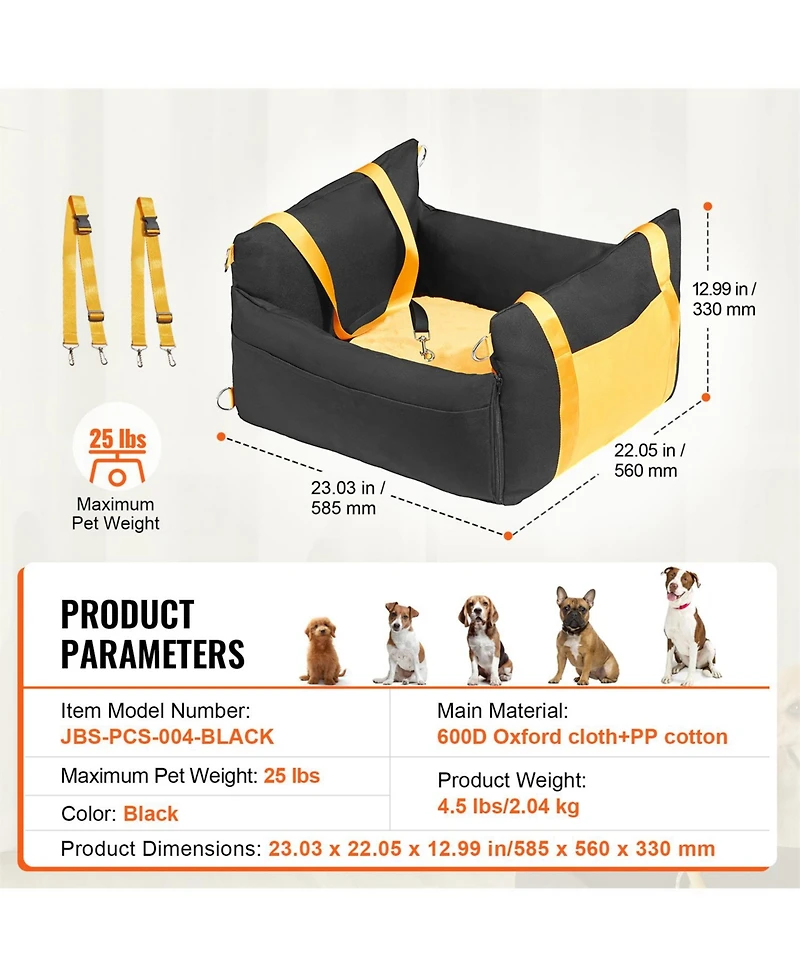 Aostirmotor Dog Booster Car Seat for Small Dogs, Elevated Pet Car Seat with Secure Design for up to 25 lbs