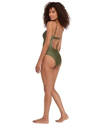 Steve Madden Women's Bandeau Neck One-Piece Swimsuit