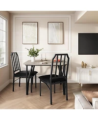 Gaomon 3-Piece Square Dining Set for 2, Table & Upholstered Chairs, Rustic Brown/Brown