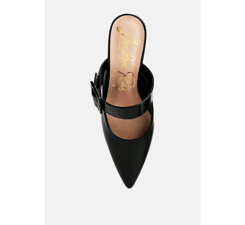 London Rag Womens Shein Star Slim Block Heel Mules