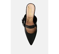 London Rag Womens Shein Star Slim Block Heel Mules