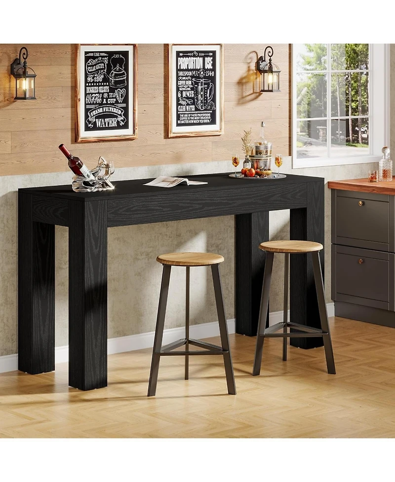 Tribesigns 63" Rectangular Dining Table, Rustic Wooden Kitchen Table with 4 Sturdy Legs