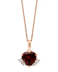 Lali Jewels Garnet (7/8 ct. t.w.) & Diamond (1/10 ct. t.w.) Heart 18" Pendant Necklace in 14k Rose Gold