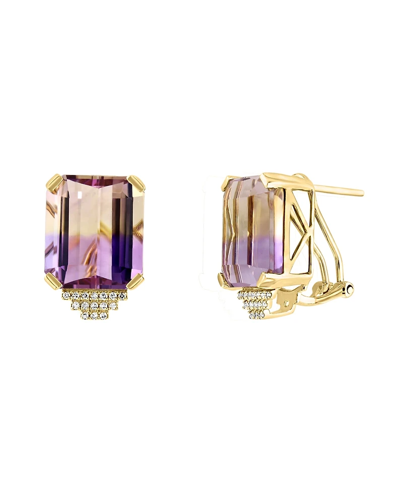 Ametrine (19-3/8 ct. t.w.) & Diamond (1/8 ct. t.w.) Stud Earrings in 14k Gold