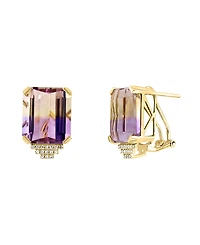 Ametrine (19-3/8 ct. t.w.) & Diamond (1/8 ct. t.w.) Stud Earrings in 14k Gold