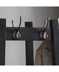 Rainsken Trapezoid Coat Rack with 3-Tier Storage Shelves, Freestanding Hall Tree with Hooks, Industrial Style for Entryway, Living Room