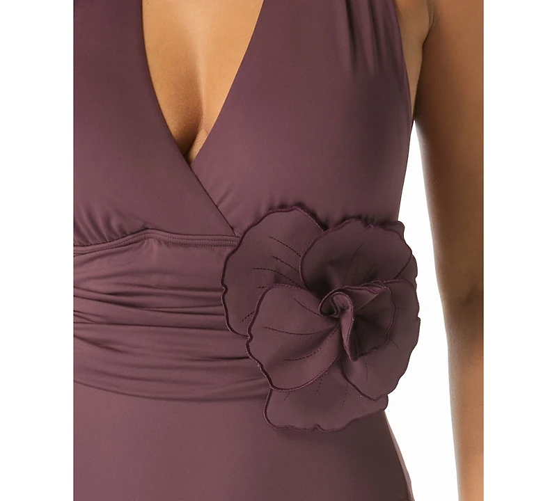 Carmen Marc Valvo Women's Halter-Neck Embellished One Piece Swimsuit