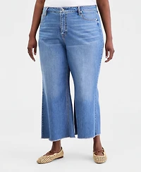On 34th Plus Alexis Wide-Leg Frayed-Hem Jeans, Macy's Exclusive