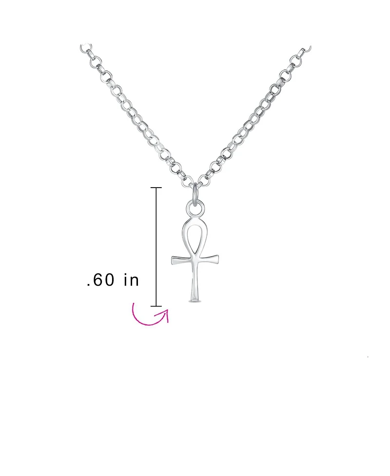 Bling Jewelry Mini Small Religious Key To Life Ankh Cross Pendant Necklace