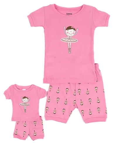 Leveret Big Girls Matching Doll Snug-Fit Cotton Short Sleeve Pajamas