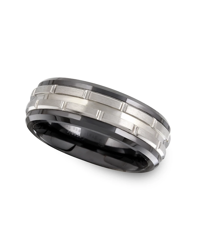 Men's Tungsten Ring, Black Ceramic Design Ring