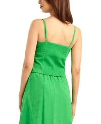 Bcx Womens Tie Front Sweetheart Neck Camisole Top Lime Pleated Pull On Skirt Set