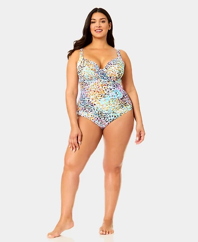 Anne Cole Plus Drape Front Underwire One-Piece Swimsuit
