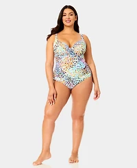 Anne Cole Plus Drape Front Underwire One-Piece Swimsuit