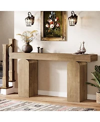 Tribesigns 63" Long Entryway Table, Farmhouse Console Table with 2 Arched Pedestal Legs