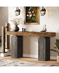 Tribesigns 63" Long Entryway Table, Farmhouse Console Table with 2 Arched Pedestal Legs