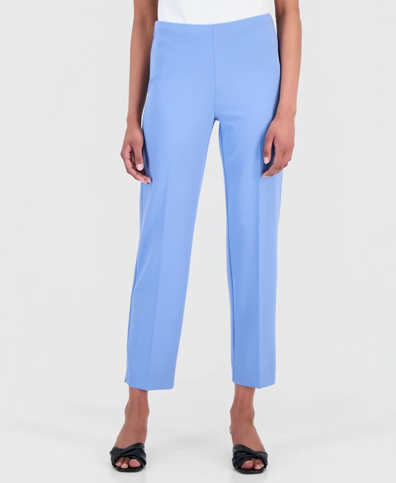 Anne Klein Women's Stretch Crepe Pull-On Hollywood Waist Straight Ankle Pants, Regular & Petite