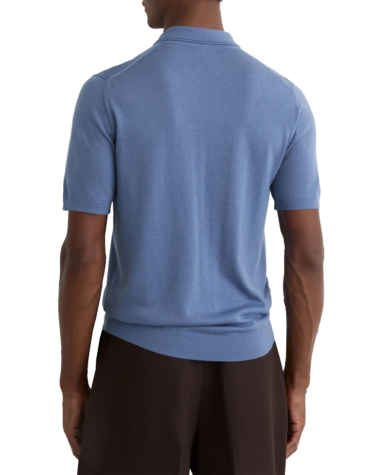 Reiss Men's Merino Wool Open-Collar Polo Shirt