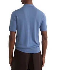 Reiss Men's Merino Wool Open-Collar Polo Shirt