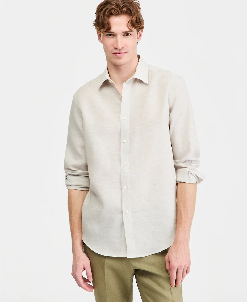 Club Room Men's Cross-Dye Linen Long-Sleeve Shirt, Macy's Exclusive