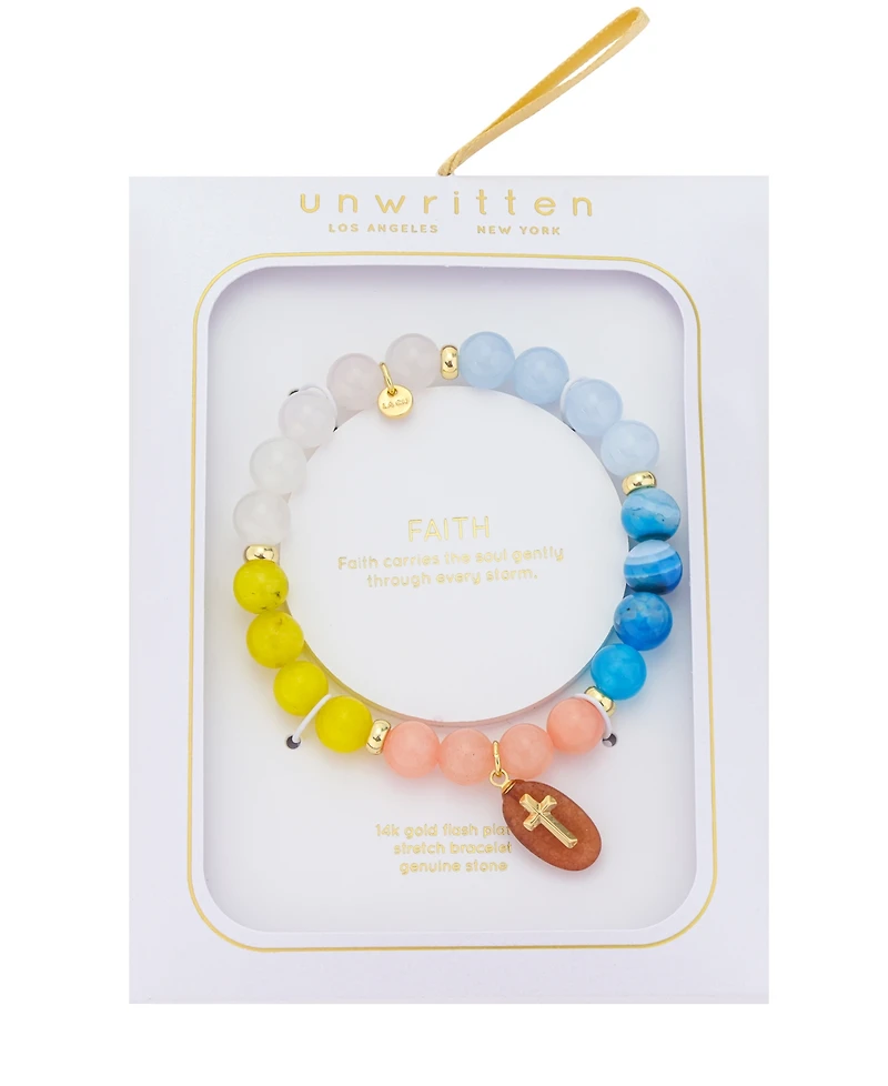 Unwritten Quartz and Cubic Zirconia Cross Charm Stretch Bracelet