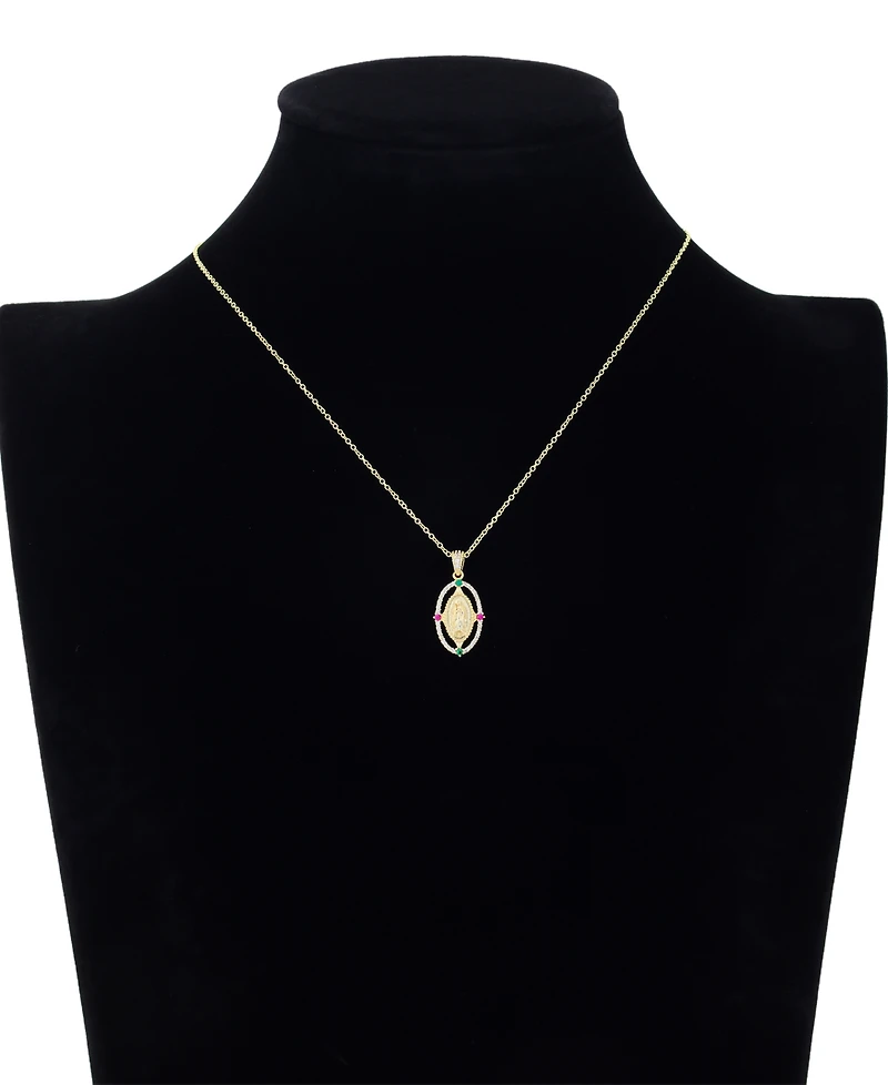 Unwritten Cubic Zirconia Virgin Mary Multi Color Pendant Necklace