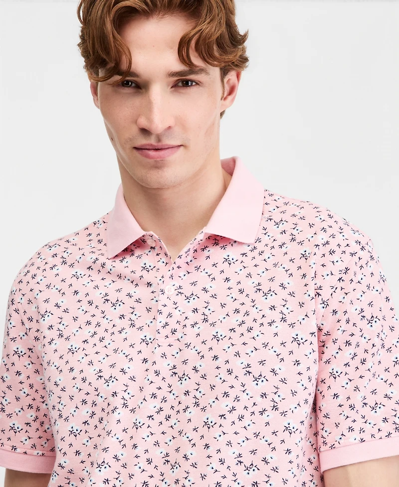 Club Room Men's Berti Floral Pique Knit Polo Shirt, Macy's Exclusive - Print
