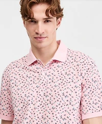 Club Room Men's Berti Floral Pique Knit Polo Shirt, Macy's Exclusive - Print