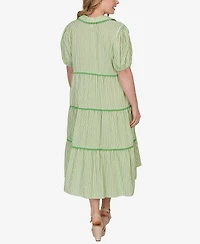 Ruby Rd. Plus Textured Stripe Tiered Maxi Dress