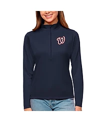 Antigua Women's Navy Washington Nationals Tribute Quarter-Zip Pullover Top