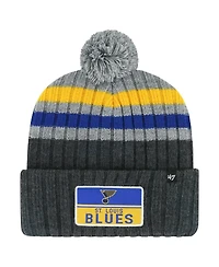 '47 Brand Men's Gray St. Louis Blues Stack Patch Cuffed with Pom Knit Hat