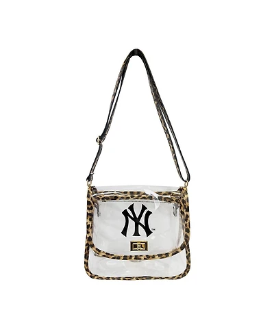Logo Brands New York Yankees Leopard Print Trim Clear Purse