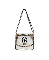 Logo Brands New York Yankees Leopard Print Trim Clear Purse