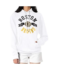 G-iii 4Her by Carl Banks Women's White Boston Bruins City Graphic Fleece Pullover Hoodie