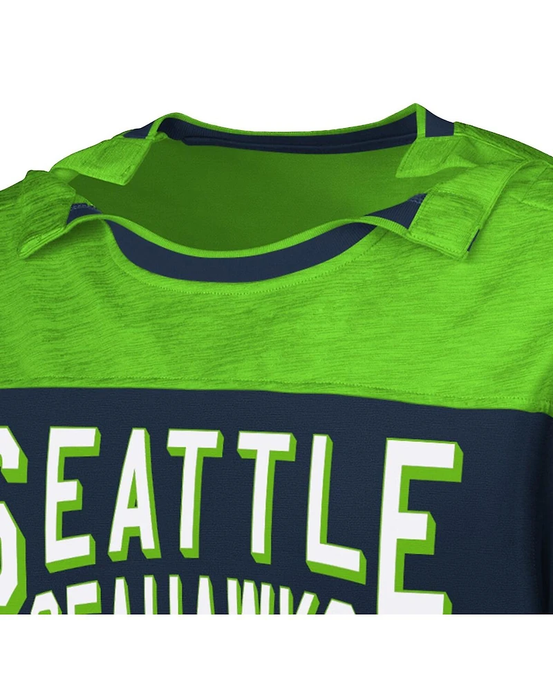 G-iii Sports by Carl Banks Men's College Navy/Neon Green Seattle Seahawks Adaptive Hail Mary Long Sleeve T-Shirt
