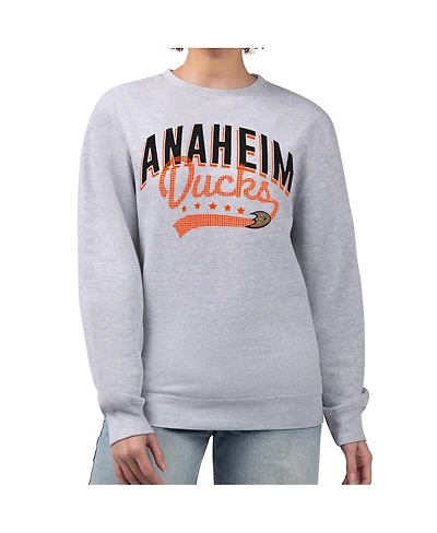 G-iii 4Her by Carl Banks Women's Heather Gray Anaheim Ducks Filigree Team Graphic Fleece Pullover Sweatshirt
